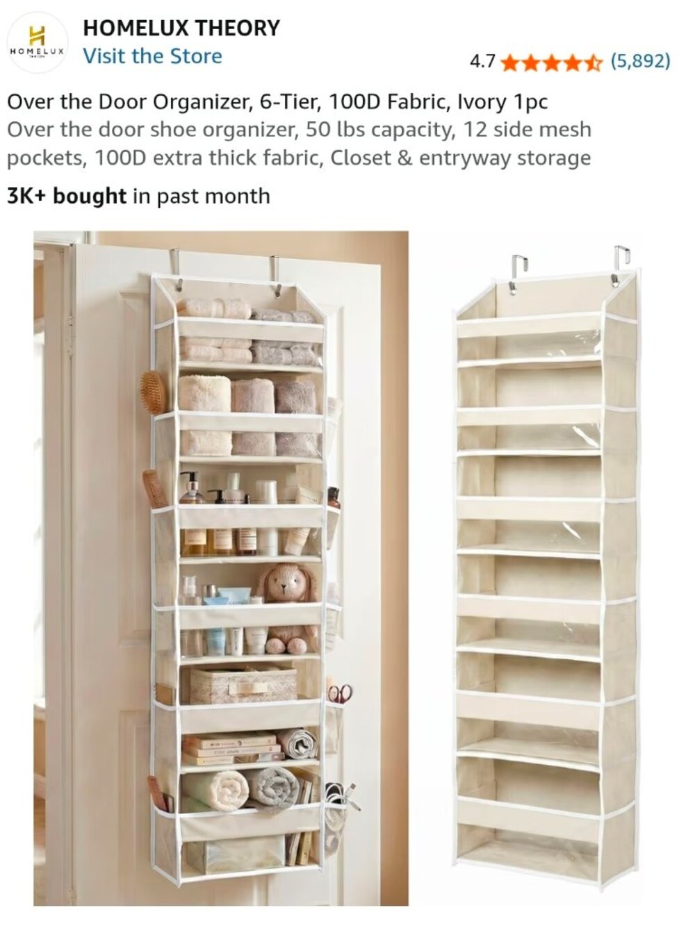 Over the door organizer